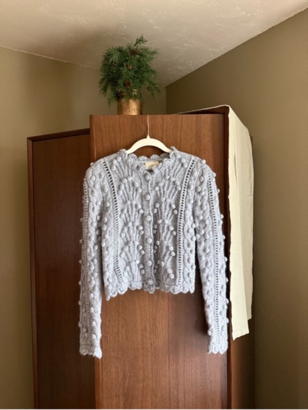 Doen baby blue alpaca Pom sweater xs/s